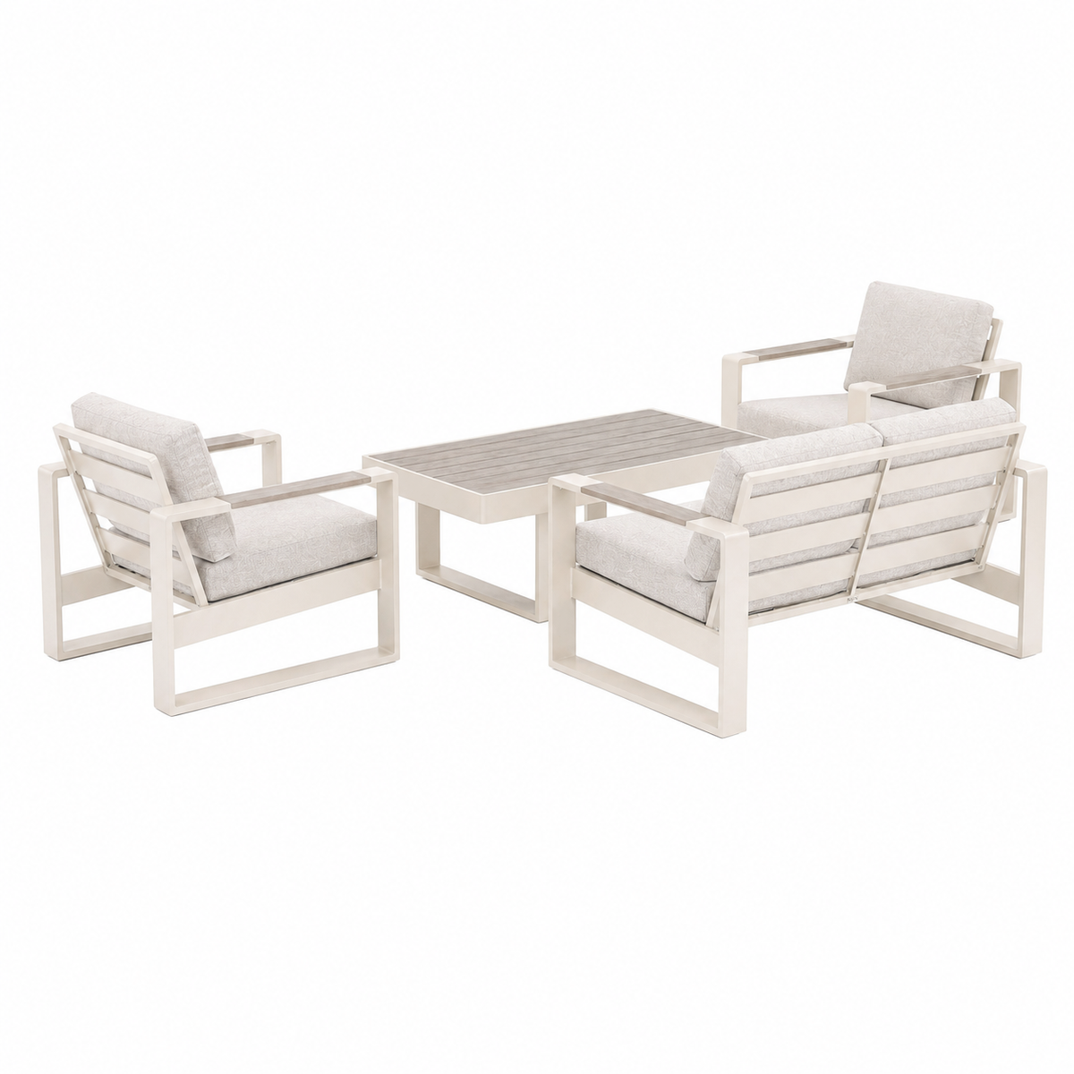 Bank-stoel Loungeset Malviza - Creme - 4-zits Bank-stoel Loungeset Malviza - Creme - 4-zits