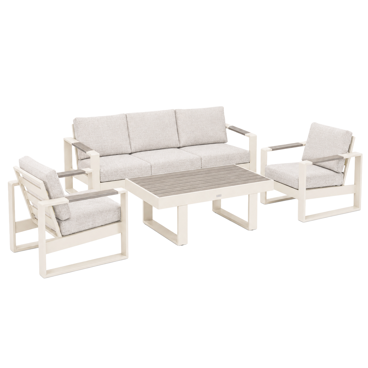 Bank-stoel Loungeset Malviza - Creme - 5-zits Bank-stoel Loungeset Malviza - Creme - 5-zits