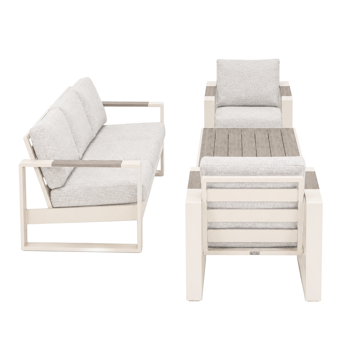 Bank-stoel Loungeset Malviza - Creme - 5-zits Bank-stoel Loungeset Malviza - Creme - 5-zits
