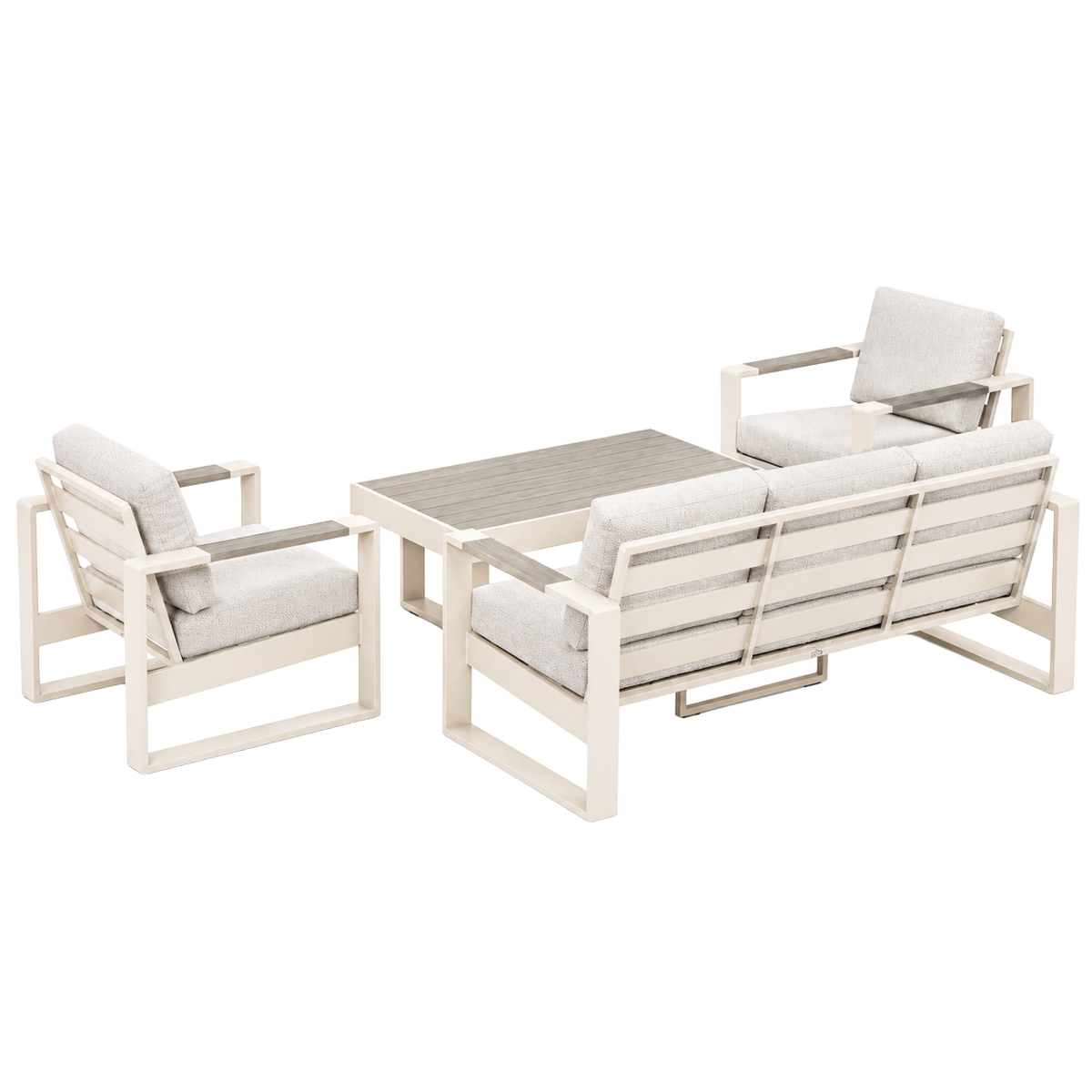 Bank-stoel Loungeset Malviza - Creme - 5-zits Bank-stoel Loungeset Malviza - Creme - 5-zits