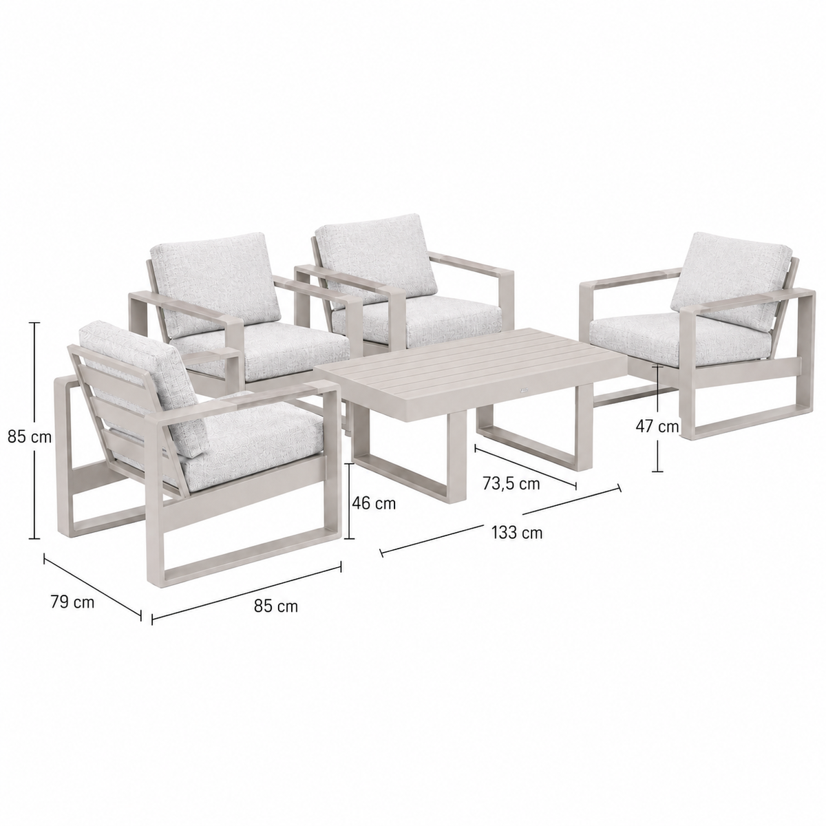 Bank-stoel Loungeset Malviza - Latte - 4-zits Extra Bank-stoel Loungeset Malviza - Latte - 4-zits Extra