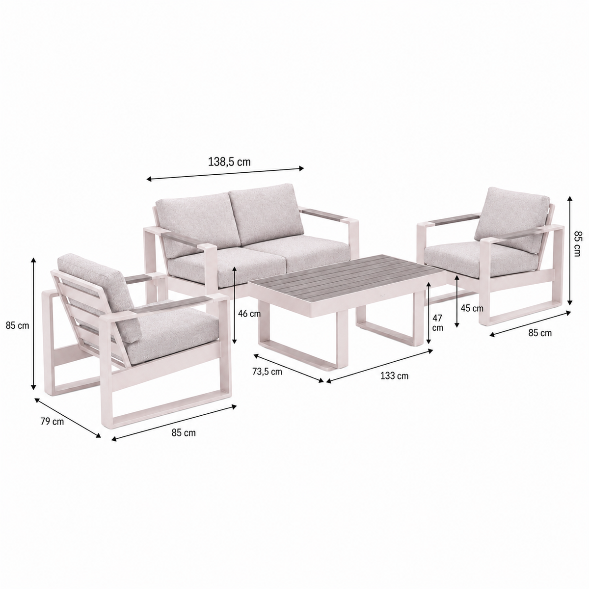 Bank-stoel Loungeset Malviza - Latte - 4-zits Bank-stoel Loungeset Malviza - Latte - 4-zits