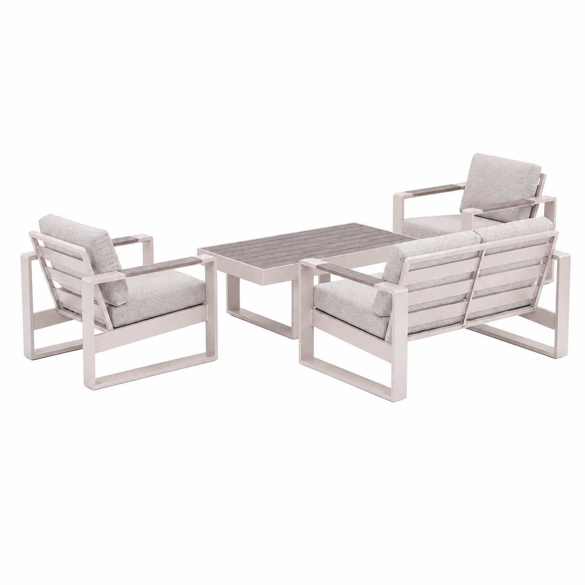 Bank-stoel Loungeset Malviza - Latte - 4-zits Bank-stoel Loungeset Malviza - Latte - 4-zits