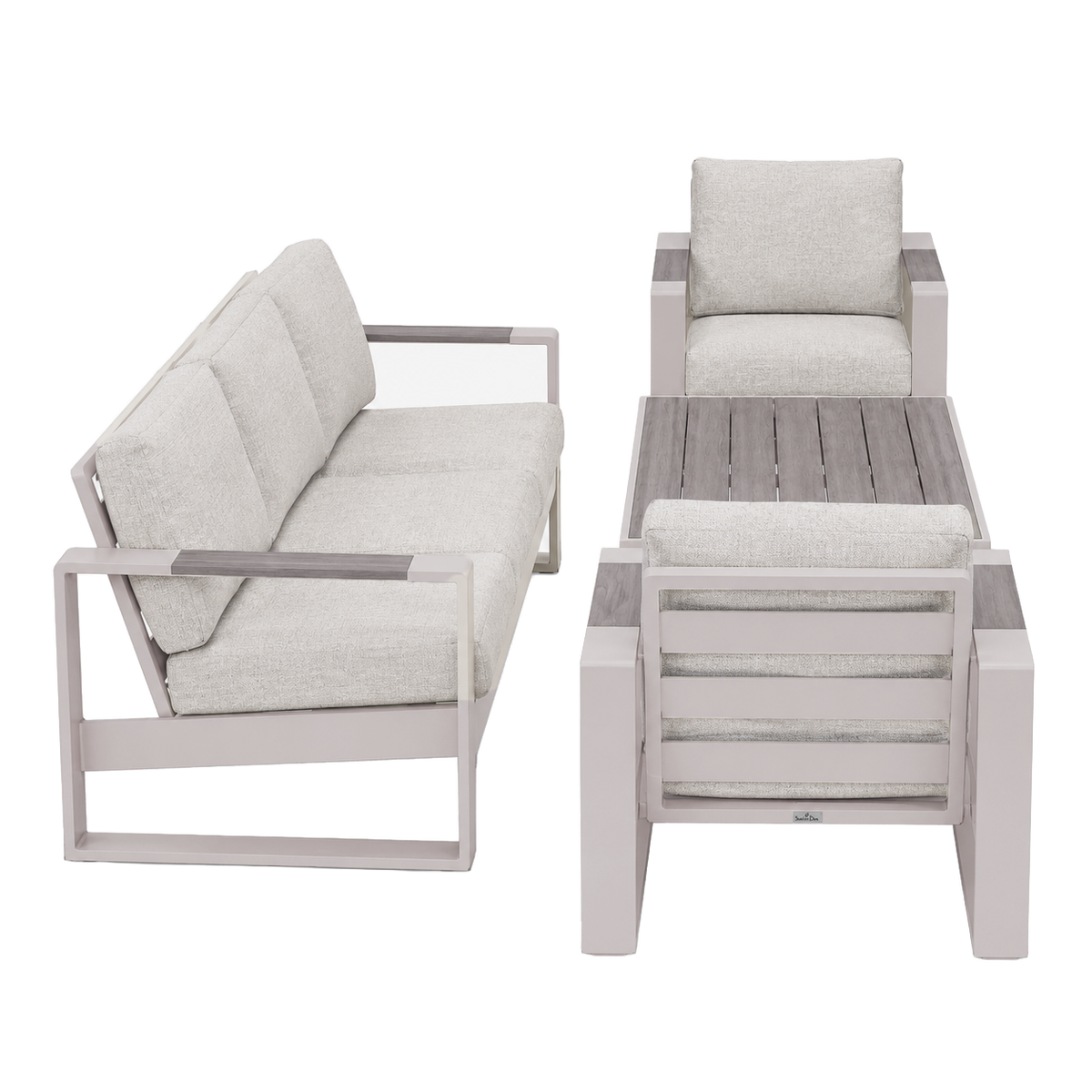 Bank-stoel Loungeset Malviza - Latte - 5-zits Bank-stoel Loungeset Malviza - Latte - 5-zits