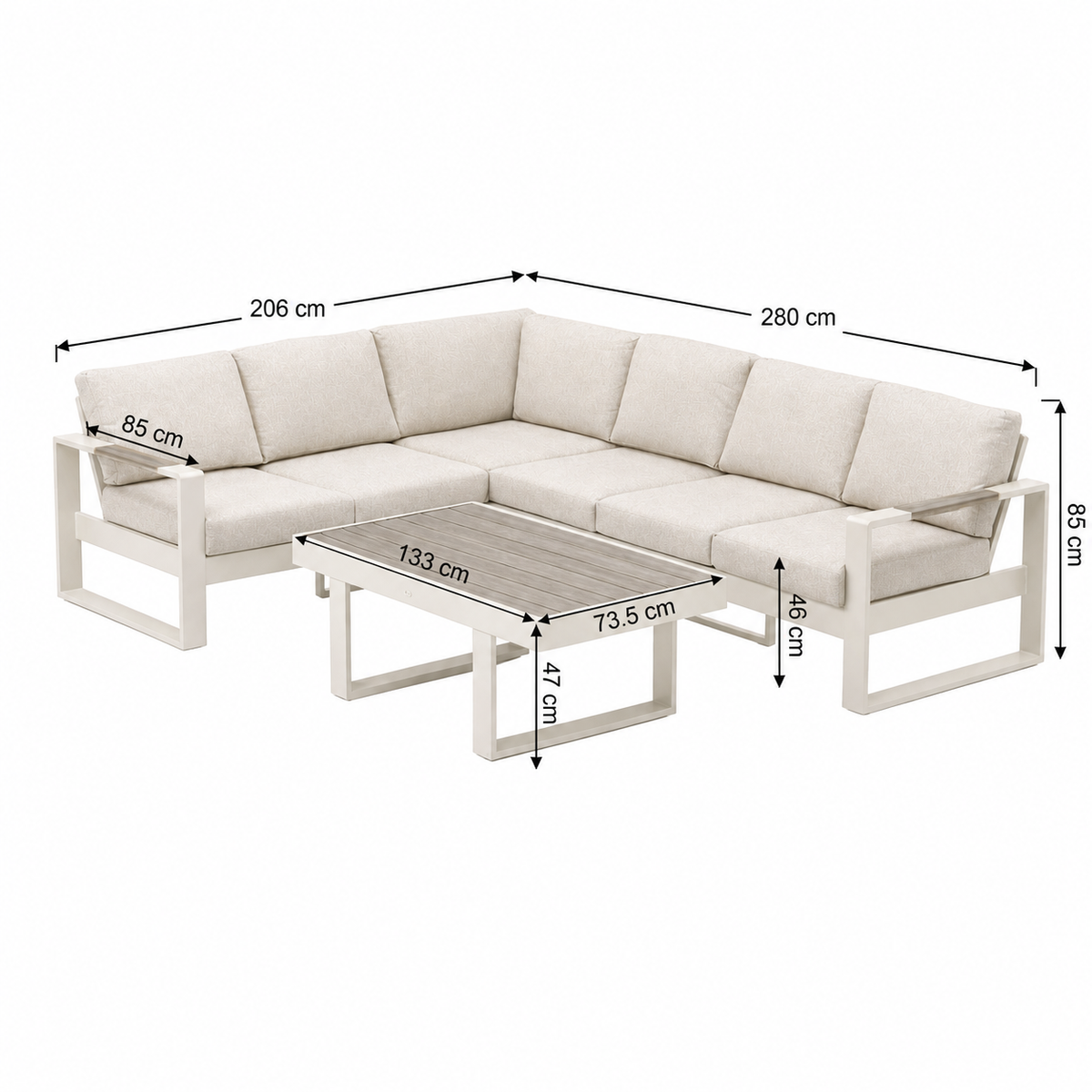 Loungeset Malviza - Creme - 6-zits Loungeset Malviza - Creme - 6-zits