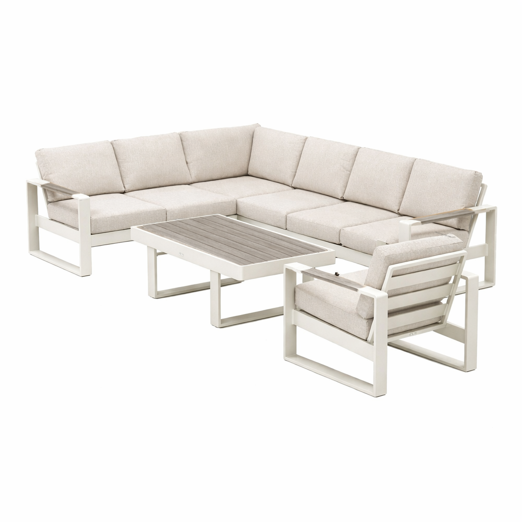 Loungeset Malviza - Creme - 7-zits Loungeset Malviza - Creme - 7-zits