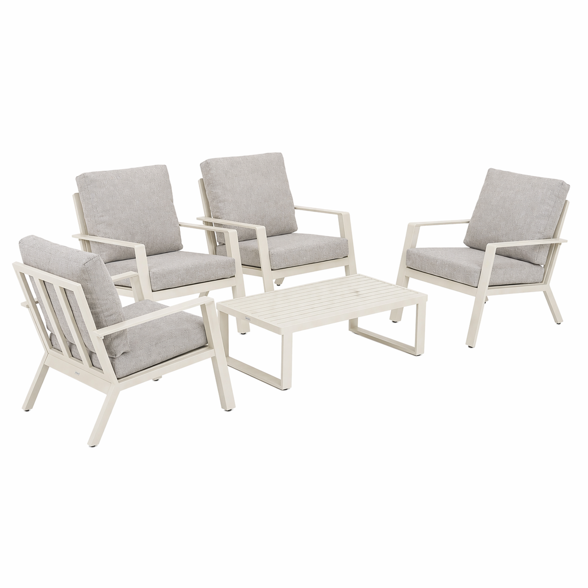 Bank-stoel Loungeset Montaldo - Crème - 4-zits Bank-stoel Loungeset Montaldo - Crème - 4-zits