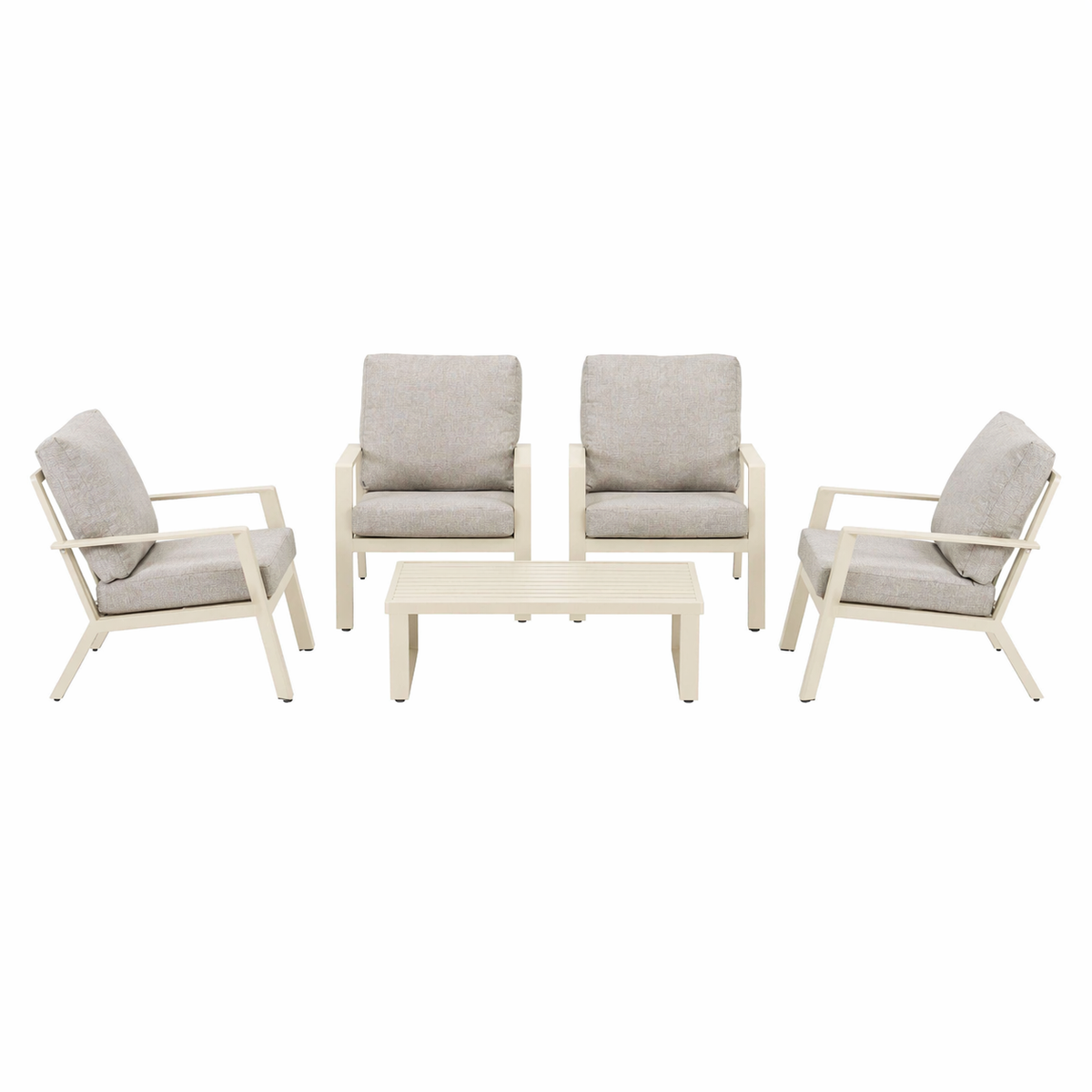 Bank-stoel Loungeset Montaldo - Crème - 4-zits Bank-stoel Loungeset Montaldo - Crème - 4-zits
