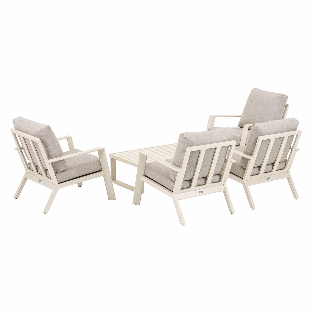 Bank-stoel Loungeset Montaldo - Crème - 4-zits Bank-stoel Loungeset Montaldo - Crème - 4-zits