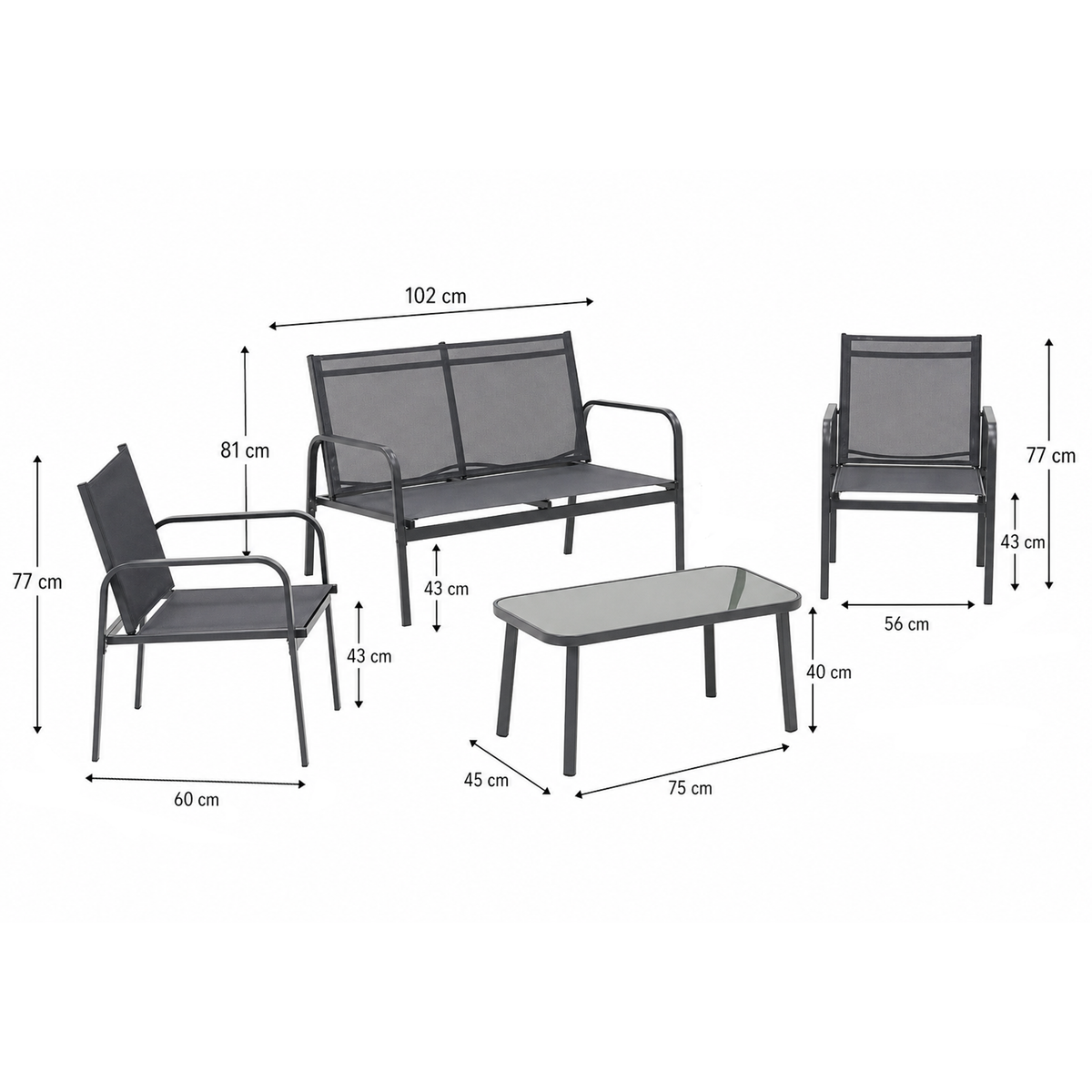 Loungeset Passo antraciet Loungeset Passo antraciet