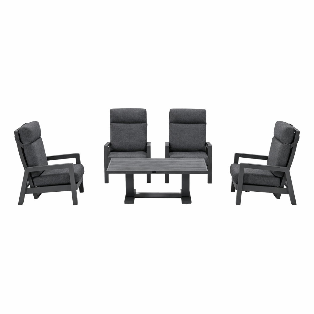 Bank-stoel Loungeset Petroza - Antraciet - 4-zits Bank-stoel Loungeset Petroza - Antraciet - 4-zits
