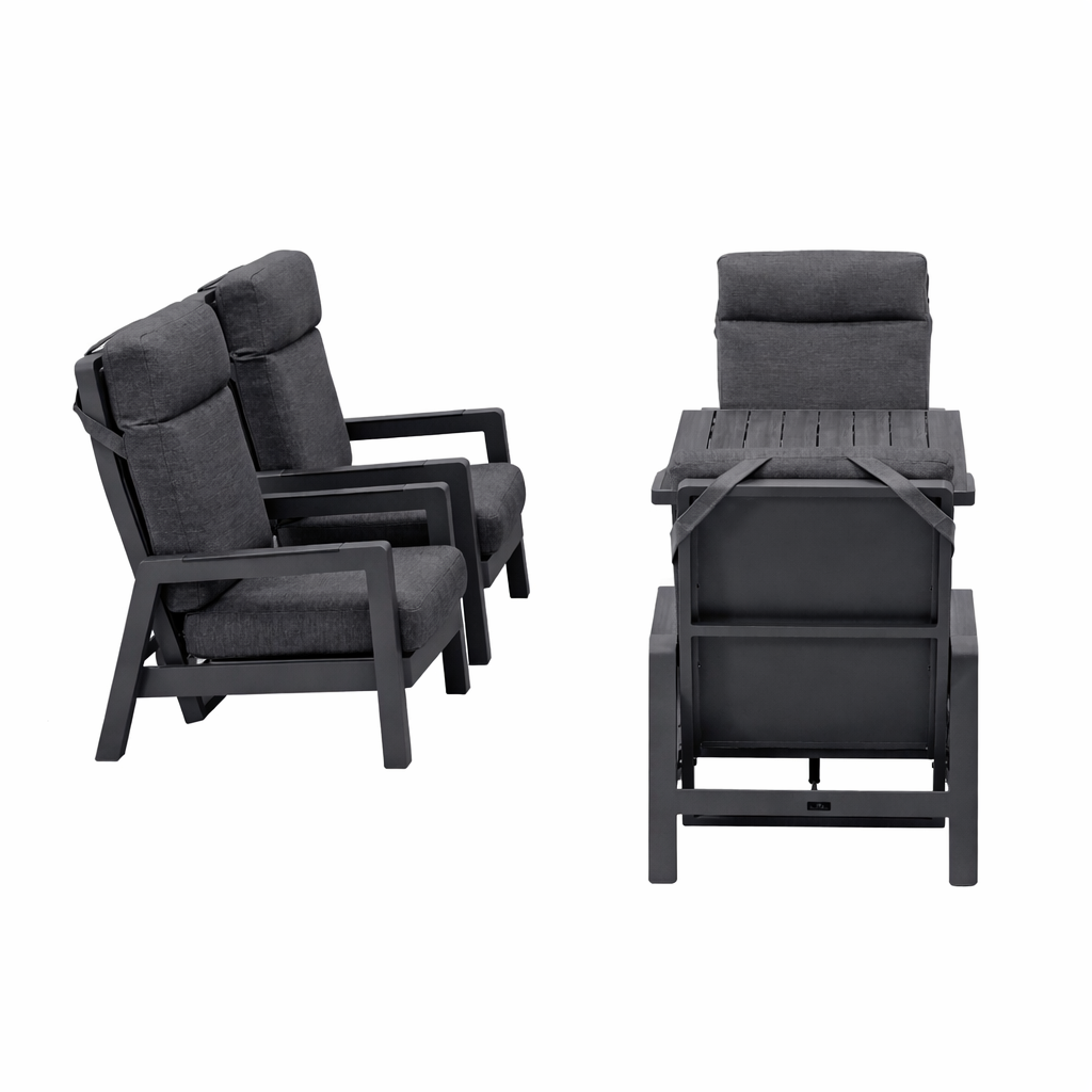 Bank-stoel Loungeset Petroza - Antraciet - 4-zits Bank-stoel Loungeset Petroza - Antraciet - 4-zits