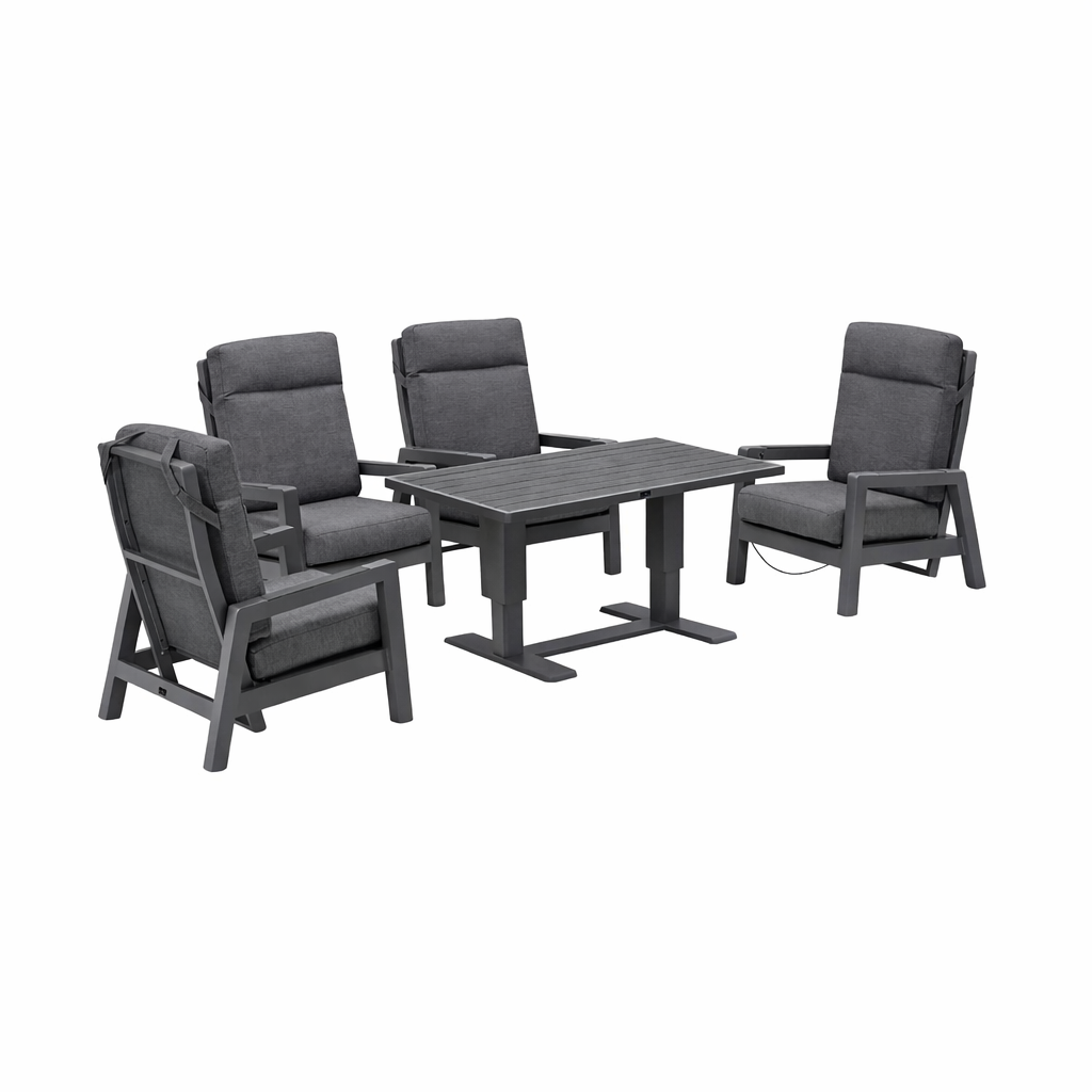 Bank-stoel Loungeset Petroza - Antraciet - 4-zits Bank-stoel Loungeset Petroza - Antraciet - 4-zits