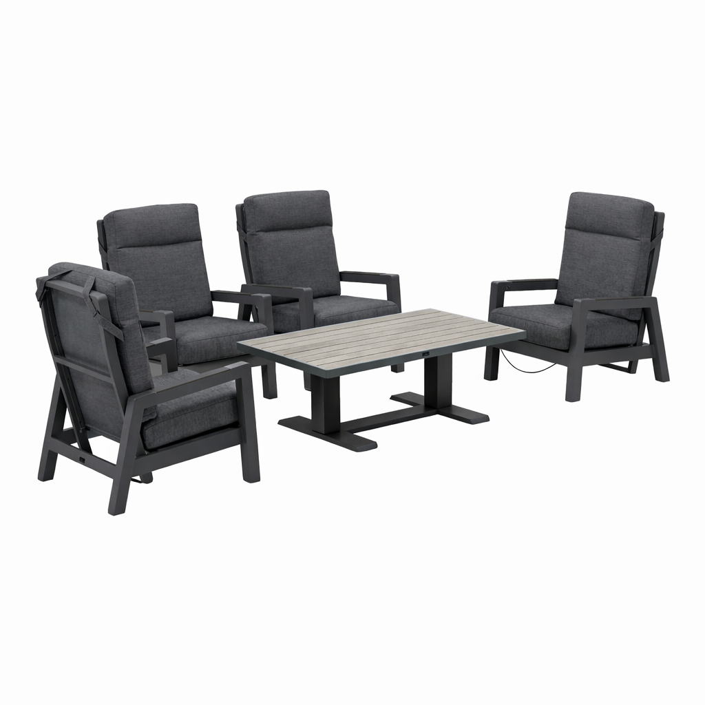 Bank-stoel Loungeset Petroza - Antraciet - 4-zits Bank-stoel Loungeset Petroza - Antraciet - 4-zits