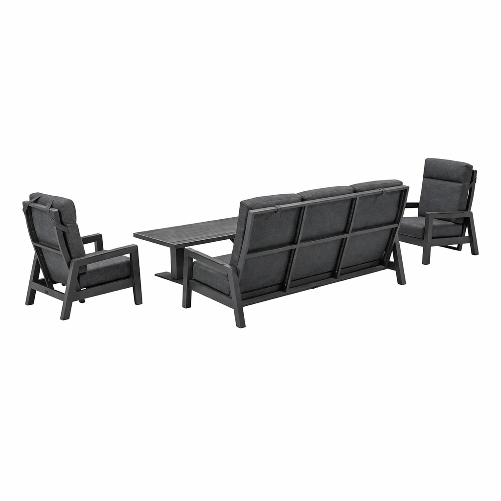 Bank-stoel Loungeset Petroza - Antraciet - 5-zits Bank-stoel Loungeset Petroza - Antraciet - 5-zits