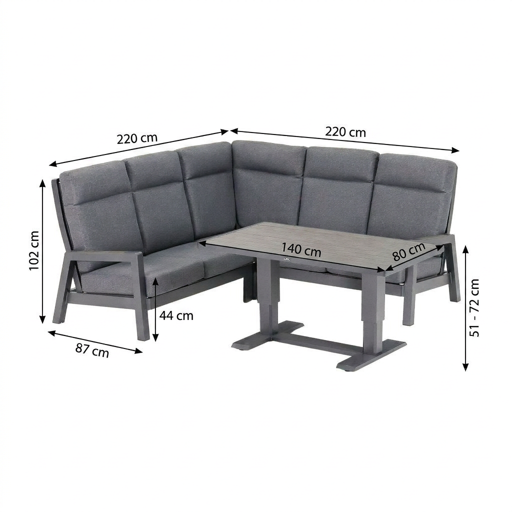 Loungeset Petroza - Antraciet - 5-zits Extra Loungeset Petroza - Antraciet - 5-zits Extra