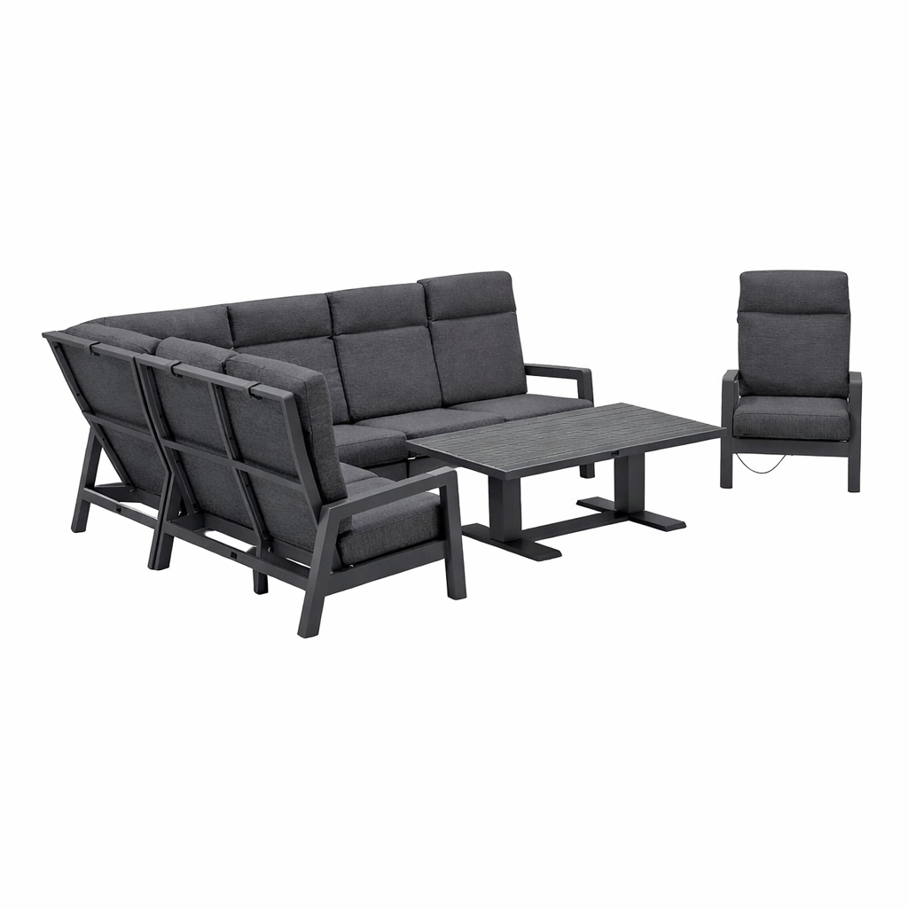 Loungeset Petroza - Antraciet - 7-zits Loungeset Petroza - Antraciet - 7-zits