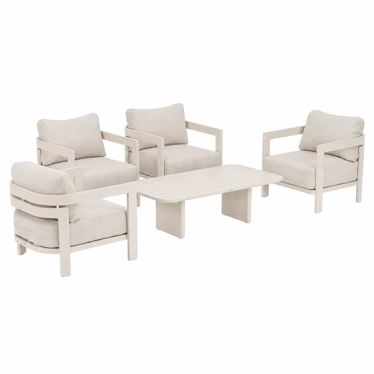Bank-stoel Loungeset Potenza - Crème - 4-zits Bank-stoel Loungeset Potenza - Crème - 4-zits