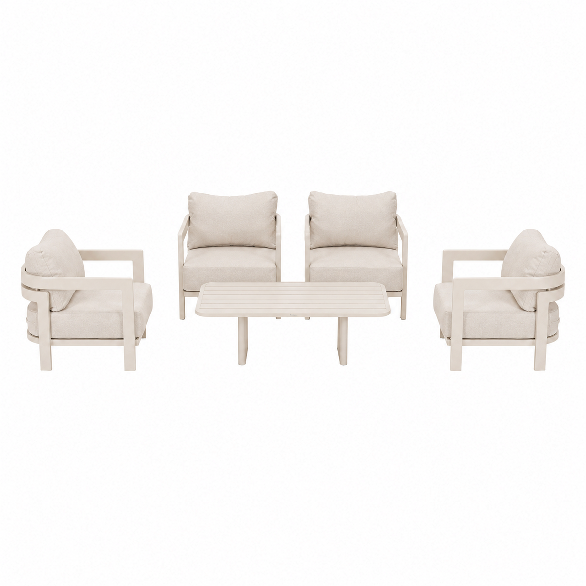 Bank-stoel Loungeset Potenza - Crème - 4-zits Bank-stoel Loungeset Potenza - Crème - 4-zits