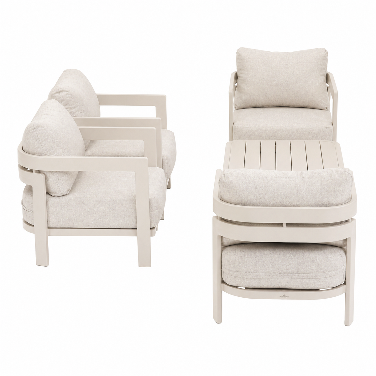 Bank-stoel Loungeset Potenza - Crème - 4-zits Bank-stoel Loungeset Potenza - Crème - 4-zits