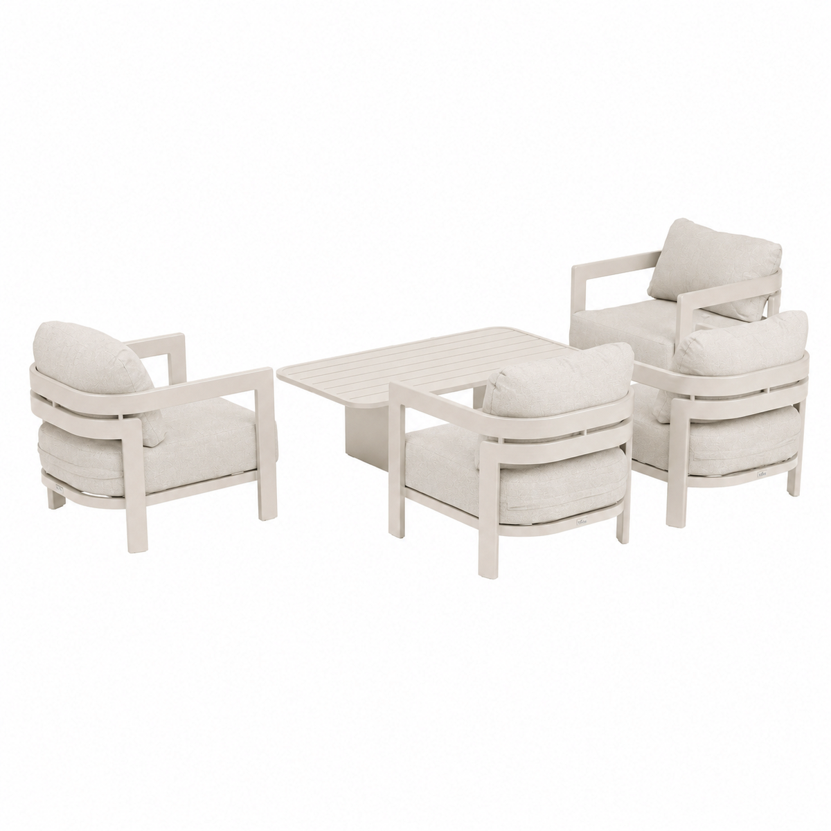 Bank-stoel Loungeset Potenza - Crème - 4-zits Bank-stoel Loungeset Potenza - Crème - 4-zits