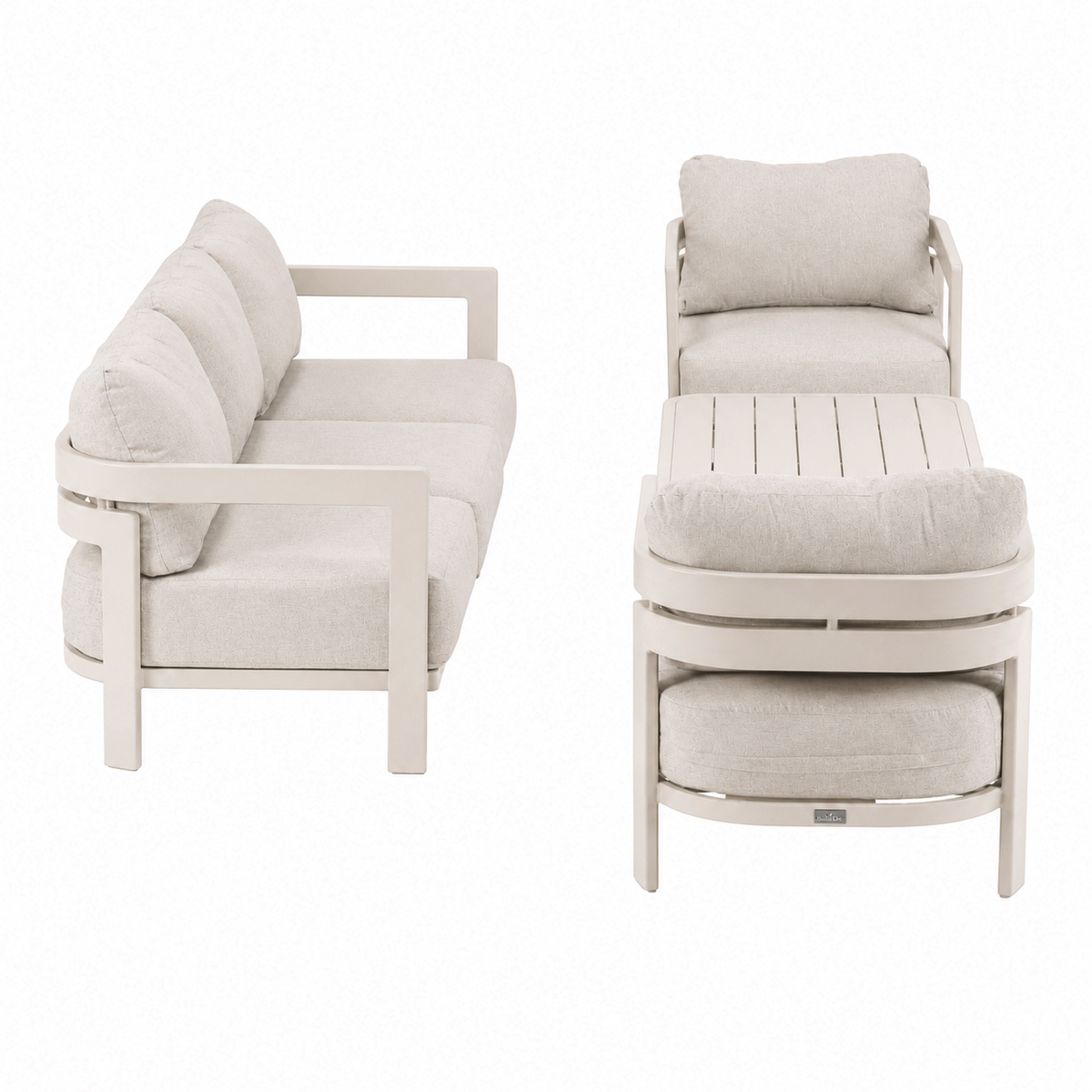 Bank-stoel Loungeset Potenza - Crème - 5-zits Bank-stoel Loungeset Potenza - Crème - 5-zits