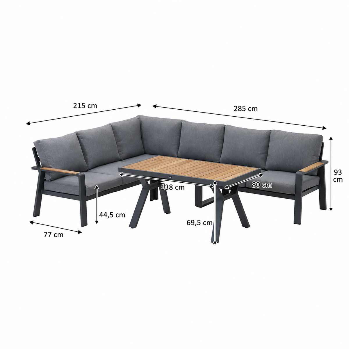 Dining Loungeset Salvo - Antraciet - 6-zits Extra Dining Loungeset Salvo - Antraciet - 6-zits Extra