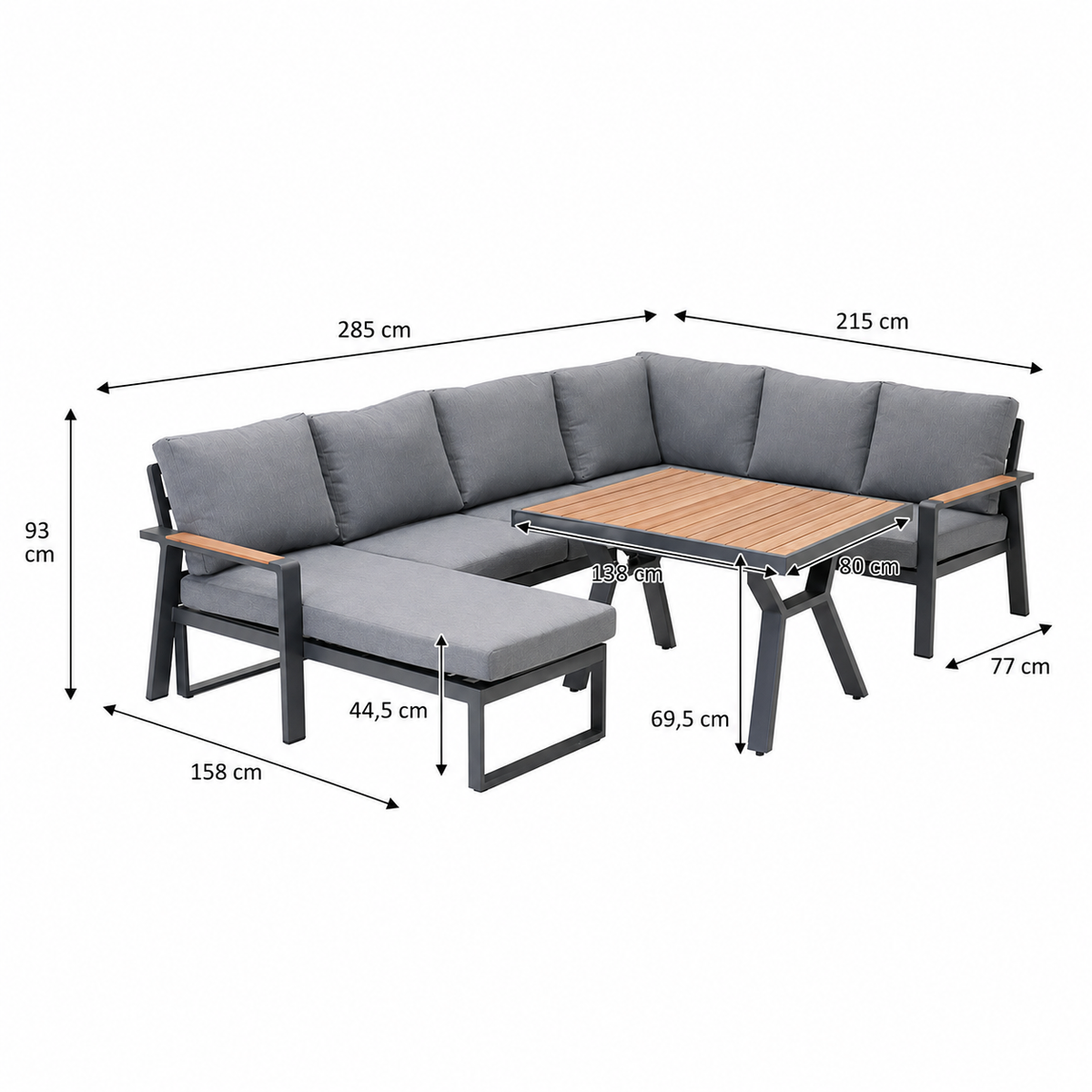 Dining Loungeset Salvo - Antraciet - 6-zits Dining Loungeset Salvo - Antraciet - 6-zits