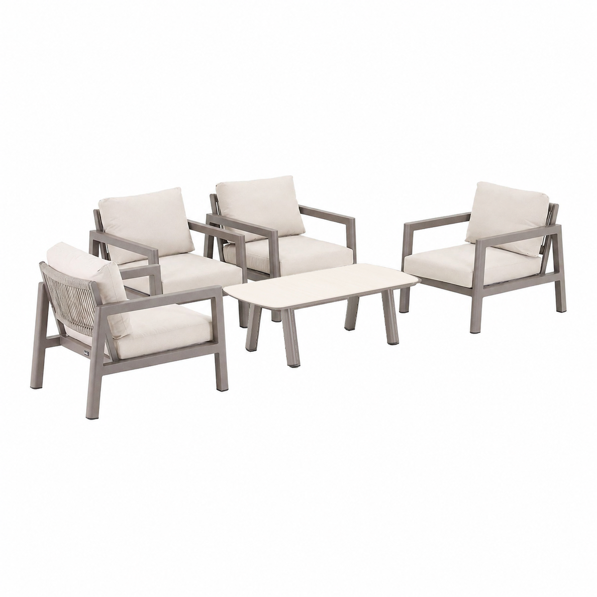 Bank-stoel Loungeset Sirtori - Coffee - 4-zits Bank-stoel Loungeset Sirtori - Coffee - 4-zits