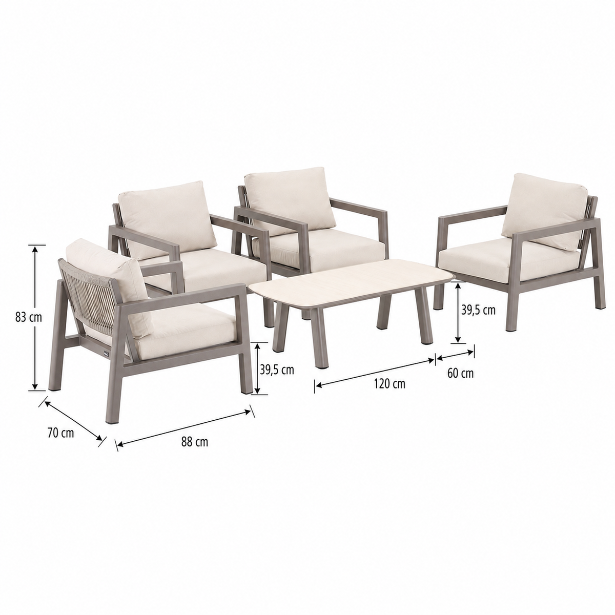 Bank-stoel Loungeset Sirtori - Coffee - 4-zits Bank-stoel Loungeset Sirtori - Coffee - 4-zits