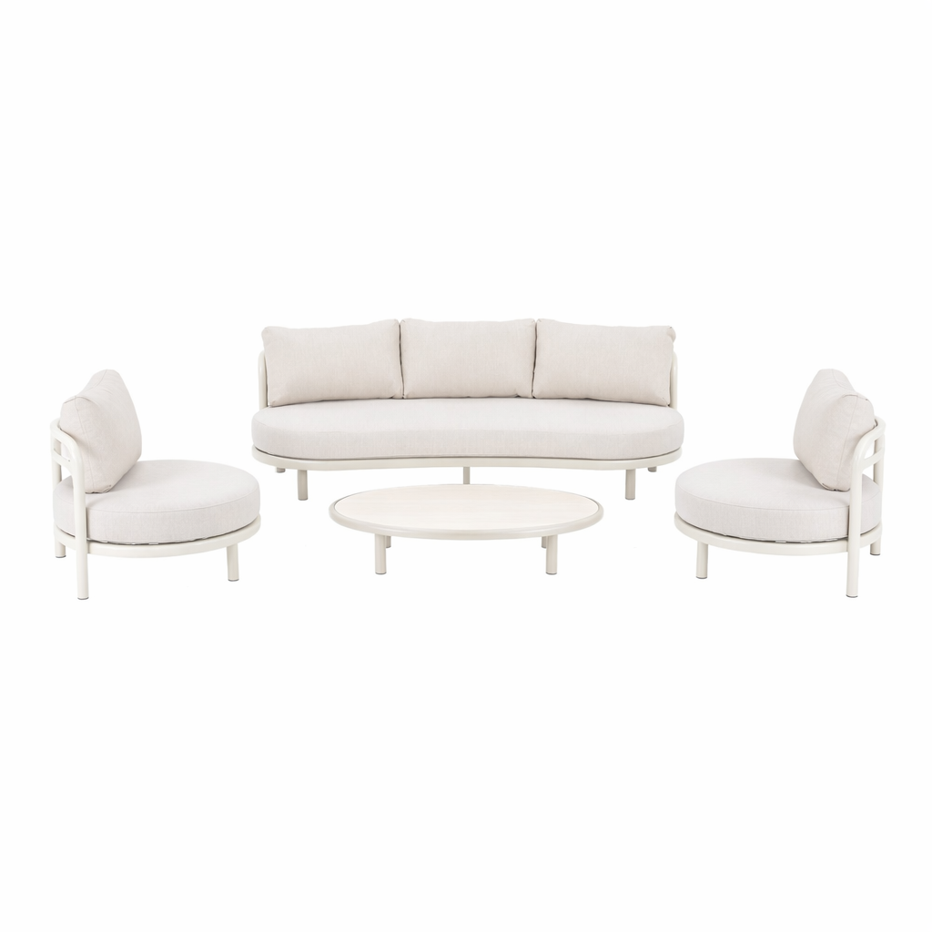 Bank-stoel Loungeset Vada - Crème - 4-zits Bank-stoel Loungeset Vada - Crème - 4-zits