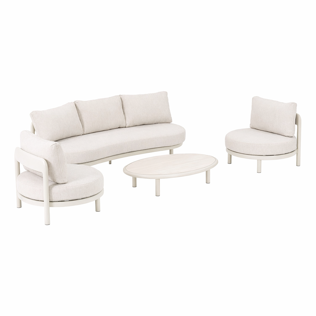 Bank-stoel Loungeset Vada - Crème - 4-zits Bank-stoel Loungeset Vada - Crème - 4-zits