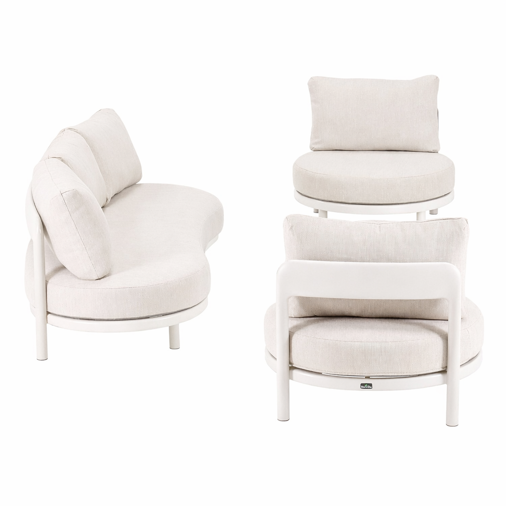 Bank-stoel Loungeset Vada - Crème - 4-zits Bank-stoel Loungeset Vada - Crème - 4-zits