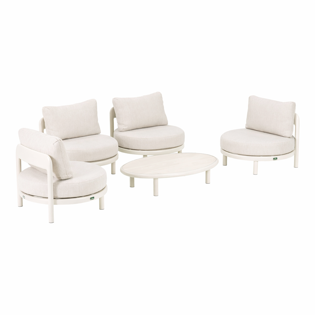 Bank-stoel Loungeset Vada - Crème - 4-zits Bank-stoel Loungeset Vada - Crème - 4-zits