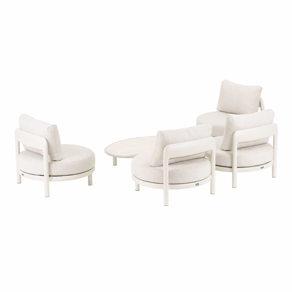 Bank-stoel Loungeset Vada - Crème - 4-zits Bank-stoel Loungeset Vada - Crème - 4-zits