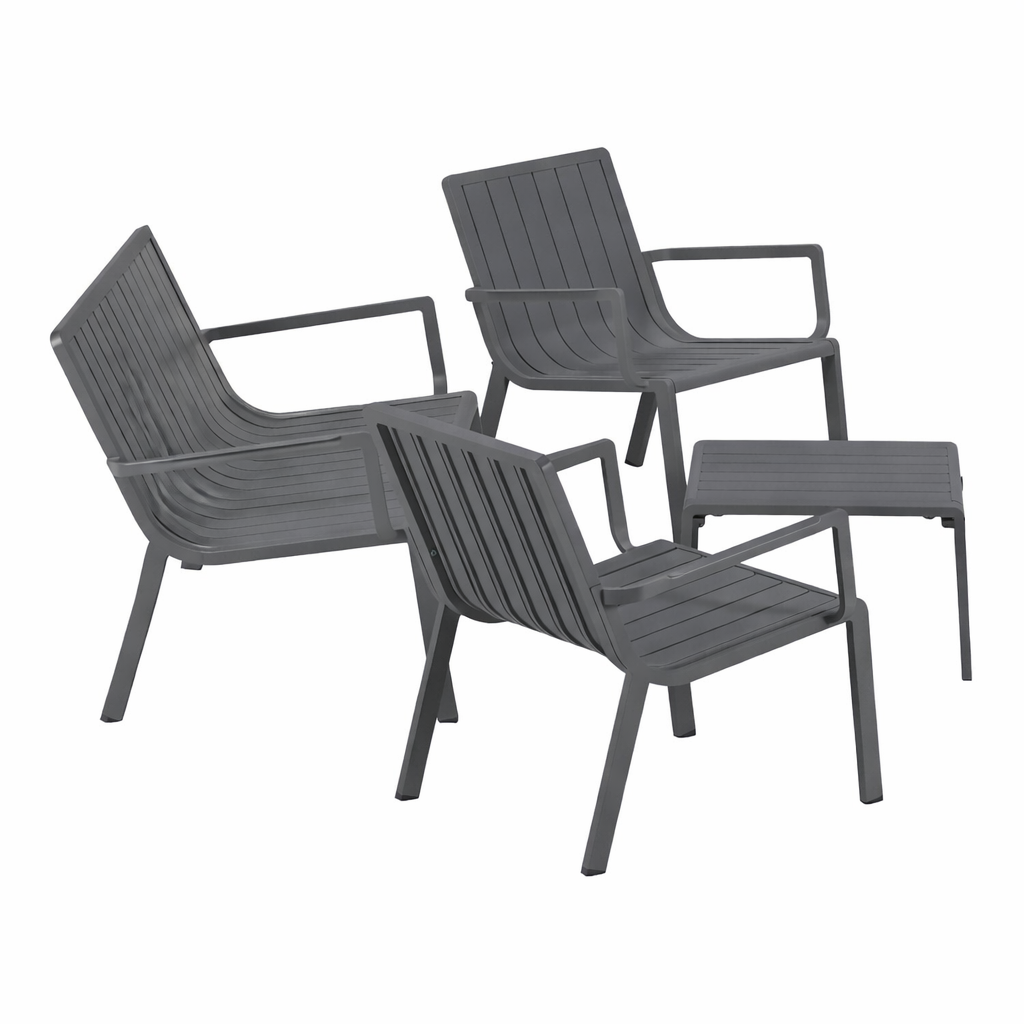 Bank-stoel Loungeset Vetto - Antraciet - 4-zits Bank-stoel Loungeset Vetto - Antraciet - 4-zits