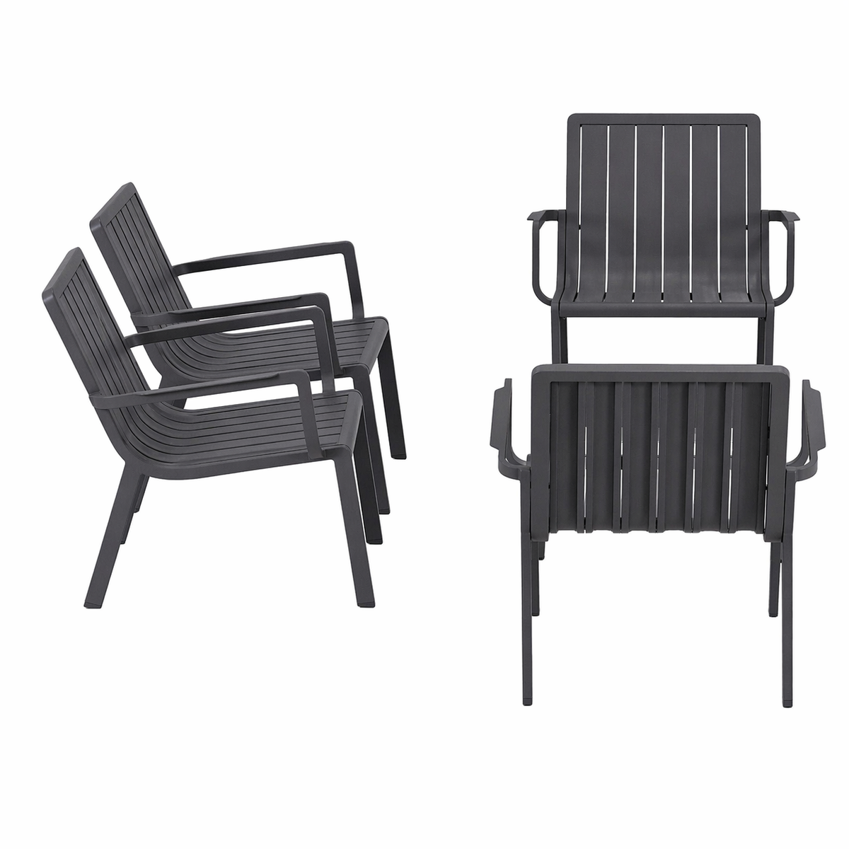 Bank-stoel Loungeset Vetto - Antraciet - 4-zits Extra Bank-stoel Loungeset Vetto - Antraciet - 4-zits Extra