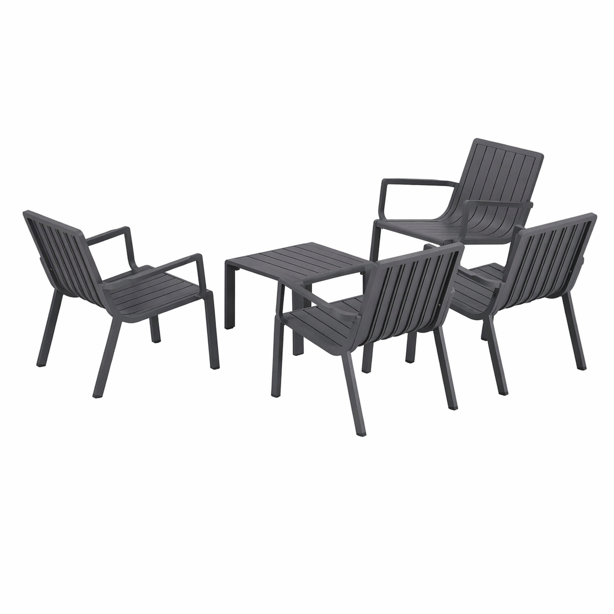 Bank-stoel Loungeset Vetto - Antraciet - 4-zits Extra Bank-stoel Loungeset Vetto - Antraciet - 4-zits Extra