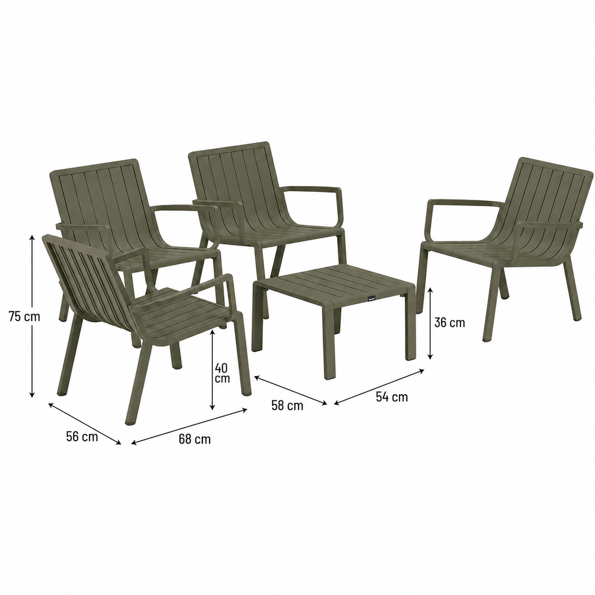 Bank-stoel Loungeset Vetto - Groen - 4-zits Extra Bank-stoel Loungeset Vetto - Groen - 4-zits Extra
