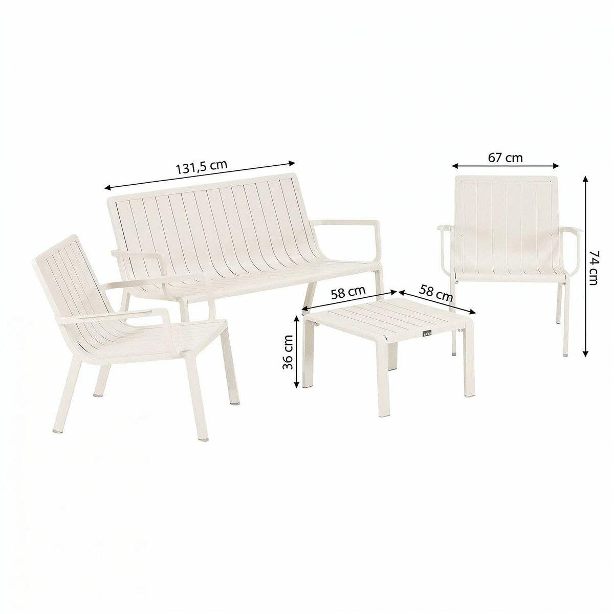 Bank-stoel Loungeset Vetto - Crème - 4-zits Bank-stoel Loungeset Vetto - Crème - 4-zits