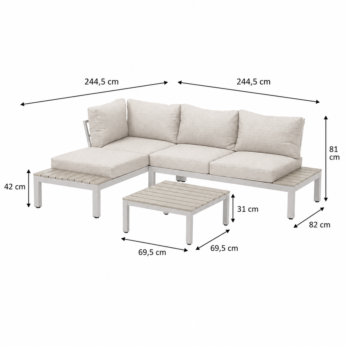 Loungeset Vincenzo milky grey en K Loungeset Vincenzo milky grey en K