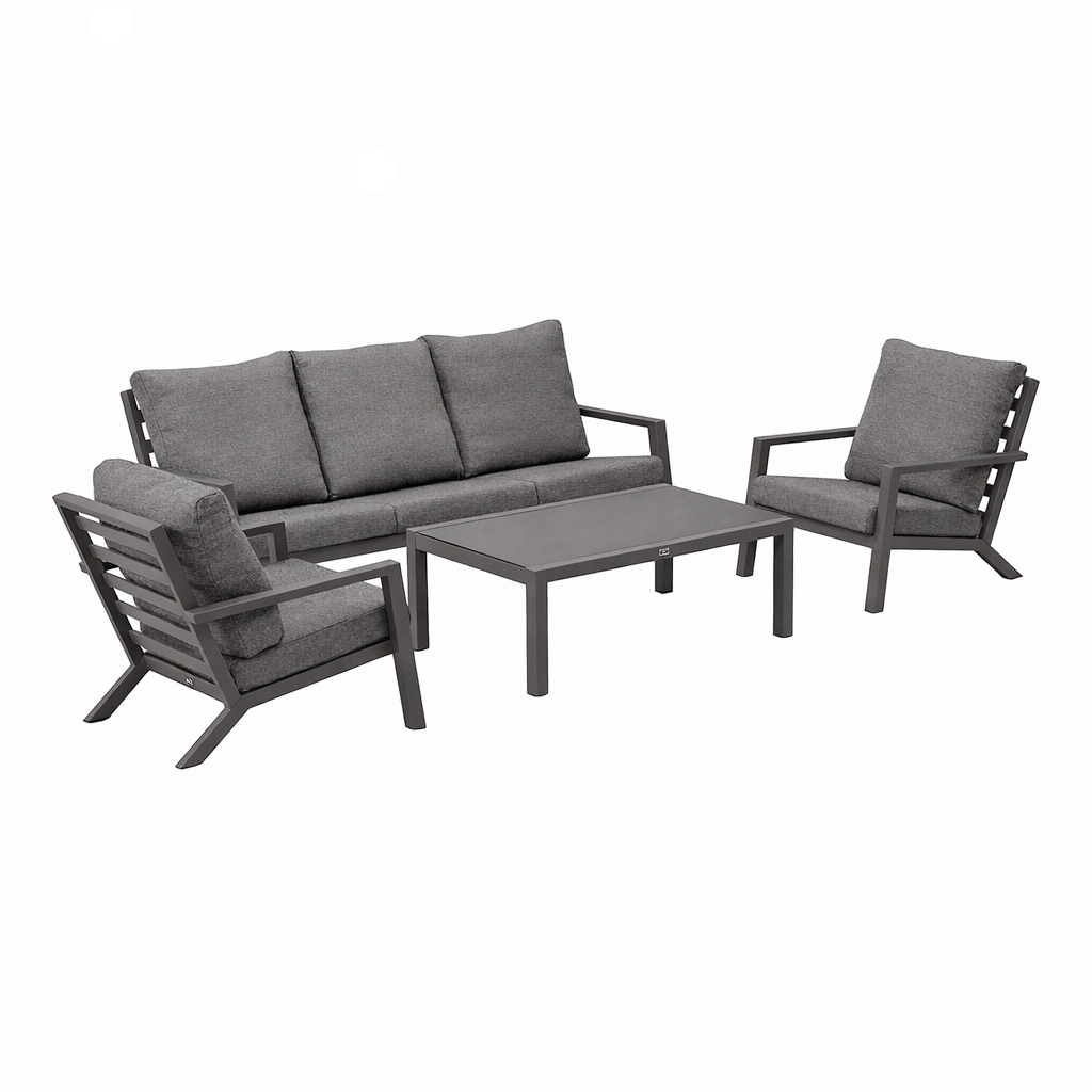 Bank-stoel Loungeset Vomano - Antraciet - 5-zits Bank-stoel Loungeset Vomano - Antraciet - 5-zits