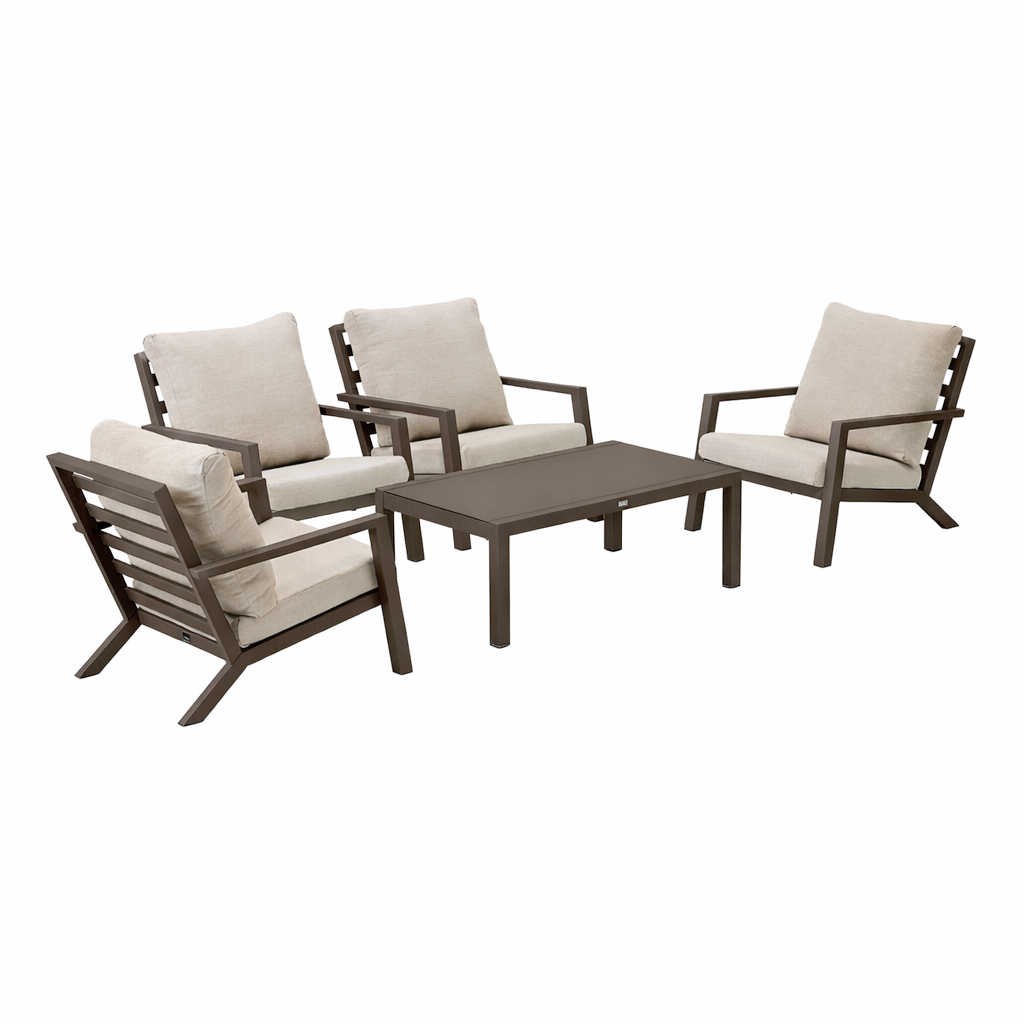 Bank-stoel Loungeset Vomano - Coffee - 4-zits Extra Bank-stoel Loungeset Vomano - Coffee - 4-zits Extra