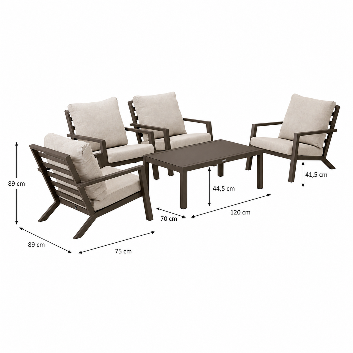 Bank-stoel Loungeset Vomano - Coffee - 4-zits Extra Bank-stoel Loungeset Vomano - Coffee - 4-zits Extra