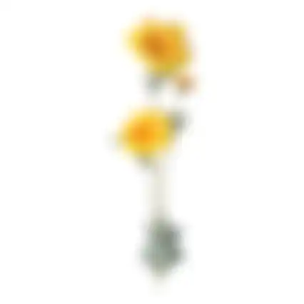Bloem op steel geel 68cm