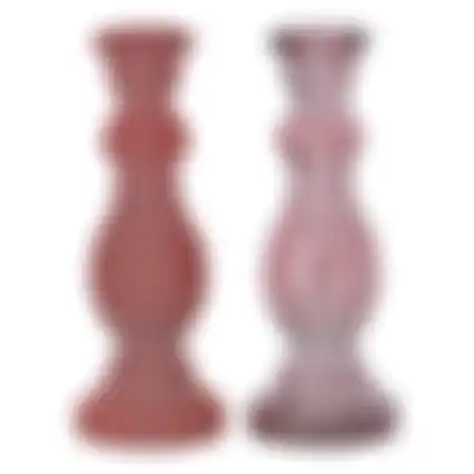 Kaarshouder glas 7x20cm roze nc 2ass