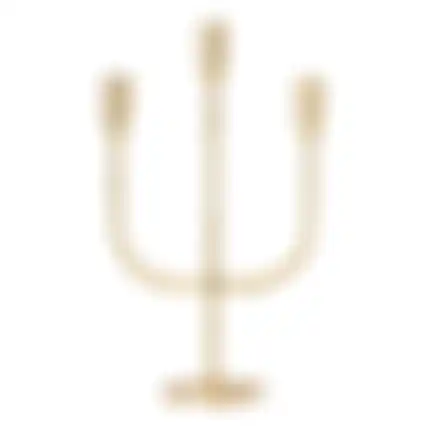 Kaarshouder diner 3arm goud 39cm