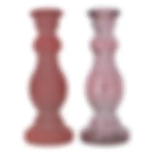 Kaarshouder glas 7x20cm roze nc 2ass