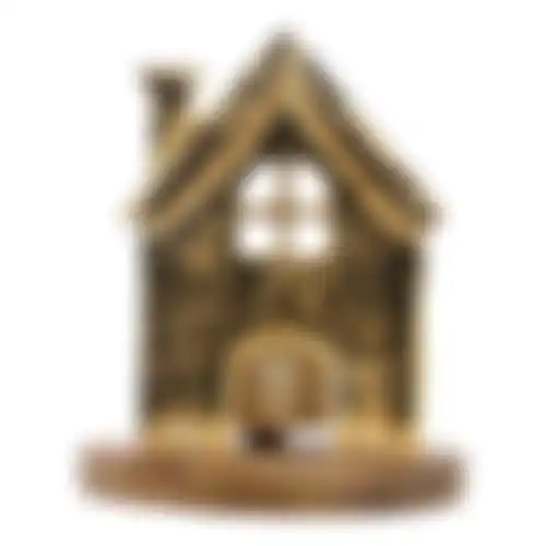 Theelichthouder huis mango 13x10cm