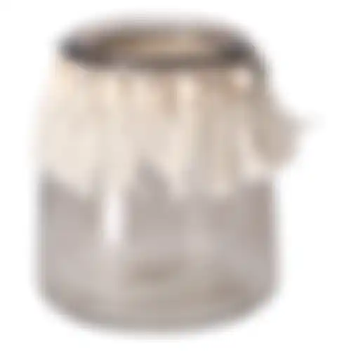 Theelichth grijs macrame 13cm